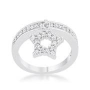 Star 0.25ct CZ Rhodium Simple Holiday Charm Band Ring freeshipping - Higher Class Elegance