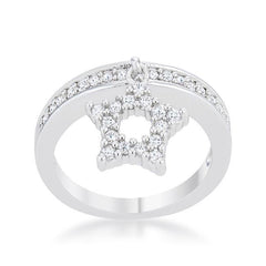 Star 0.25ct CZ Rhodium Simple Holiday Charm Band Ring freeshipping - Higher Class Elegance