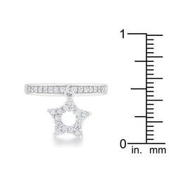 Star 0.25ct CZ Rhodium Simple Holiday Charm Band Ring freeshipping - Higher Class Elegance