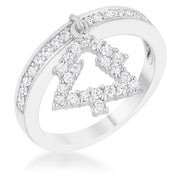 Christmas Tree 0.3ct CZ Rhodium Holiday Charm Ring freeshipping - Higher Class Elegance