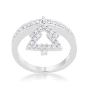 Christmas Tree 0.3ct CZ Rhodium Holiday Charm Ring freeshipping - Higher Class Elegance