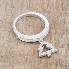 Christmas Tree 0.3ct CZ Rhodium Holiday Charm Ring freeshipping - Higher Class Elegance