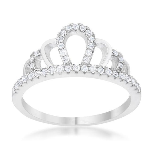 Madeline 0.2ct Rhodium Simple Crown Ring freeshipping - Higher Class Elegance