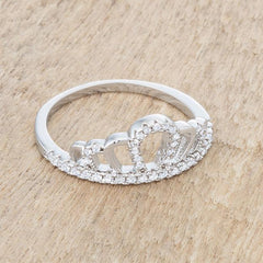Madeline 0.2ct Rhodium Simple Crown Ring freeshipping - Higher Class Elegance