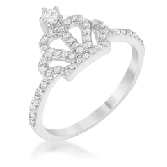 Elina 0.36ct CZ Rhodium Simple Crown Ring freeshipping - Higher Class Elegance