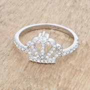 Elina 0.36ct CZ Rhodium Simple Crown Ring freeshipping - Higher Class Elegance