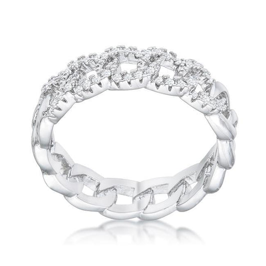 Interlocking Rhodium Chain Design Ring with CZ freeshipping - Higher Class Elegance