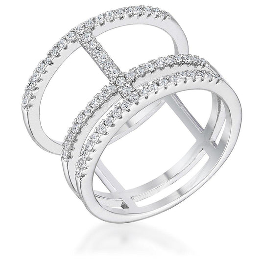 0.5Ct Rhodium Parallel Ring with Brilliant CZ freeshipping - Higher Class Elegance