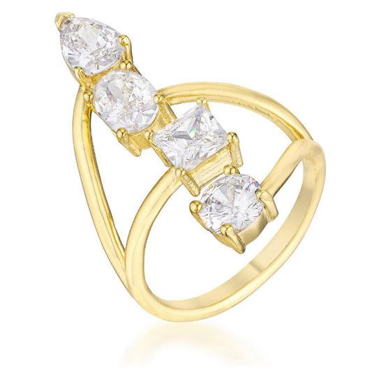 3CT Stunning CZ Goldtone Ring freeshipping - Higher Class Elegance