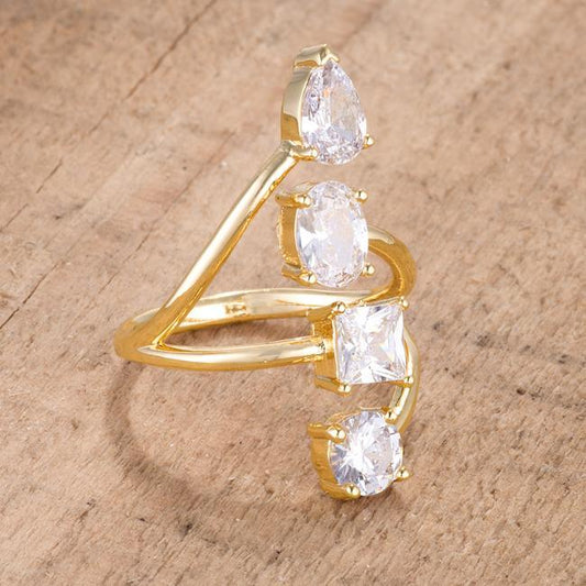 3CT Stunning CZ Goldtone Ring freeshipping - Higher Class Elegance