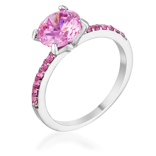 2.3CT Pink CZ Rhodium Ring freeshipping - Higher Class Elegance