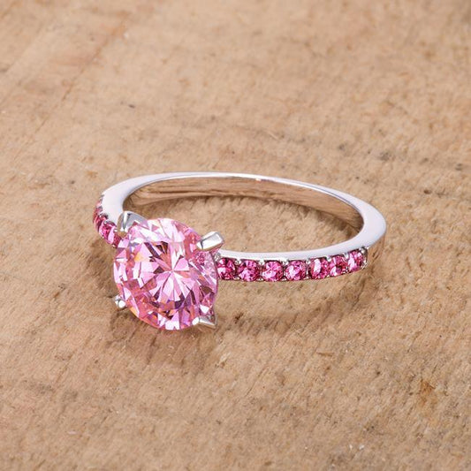 2.3CT Pink CZ Rhodium Ring freeshipping - Higher Class Elegance