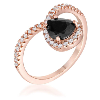 1.5Ct Rose Goldtone Chevron Ring With Onyx CZ freeshipping - Higher Class Elegance