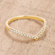 .22Ct Goldtone Chevron Ring with CZ freeshipping - Higher Class Elegance