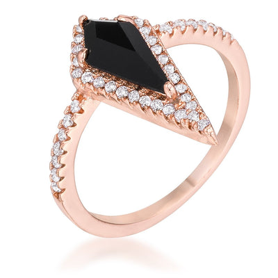 1.4Ct Rose Goldtone Trendy Prism Onyx CZ Ring freeshipping - Higher Class Elegance
