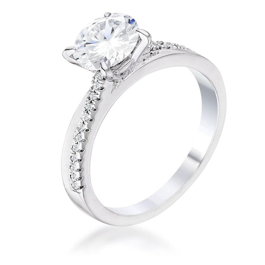 1.4Ct Contemporary Dainty Rhodium Plated Clear CZ Engagement Ring freeshipping - Higher Class Elegance