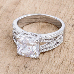 3Ct Elegant Rhodium Plated Criss-Cross Clear CZ Engagement Ring freeshipping - Higher Class Elegance