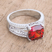 3Ct Elegant Rhodium Plated Criss-Cross Garnet CZ Engagement Ring freeshipping - Higher Class Elegance