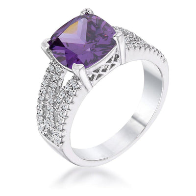 3Ct Elegant Silvertone Criss-Cross Amethyst Purple CZ Engagement Ring freeshipping - Higher Class Elegance