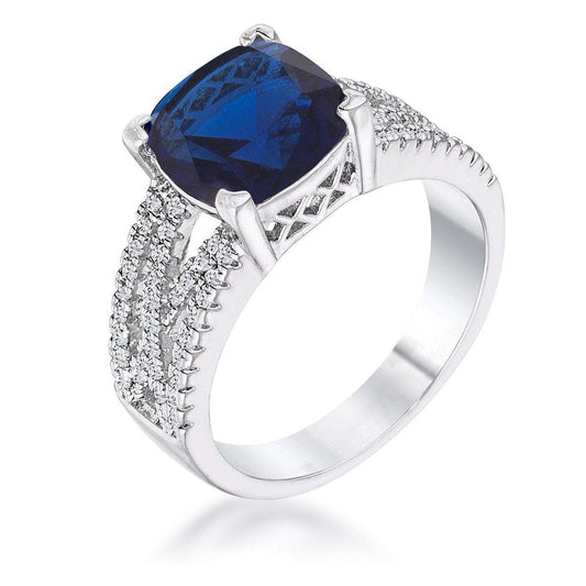 3ct Elegant Silvertone Criss-Cross Sapphire Blue CZ Engagement Ring freeshipping - Higher Class Elegance