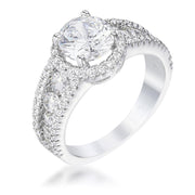 2.1Ct Rhodium Plated Solitaire Engagement Halo Ring freeshipping - Higher Class Elegance