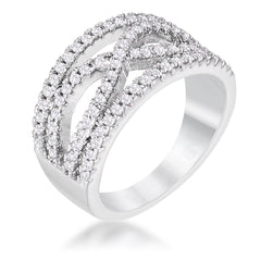 .4Ct Rhodium Plated Classic Twist Wide CZ Ring freeshipping - Higher Class Elegance
