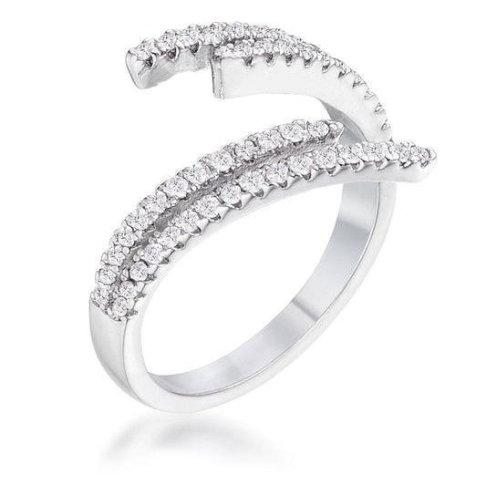 1.12Ct Delicate Rhodium Plated CZ Wrap Ring freeshipping - Higher Class Elegance