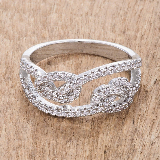 1.15Ct Rhodium Plated CZ Pave Double Knot Ring freeshipping - Higher Class Elegance