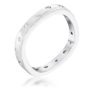 .23Ct Rhodium Plated Cz Speckled Square Shaped Stackable Band freeshipping - Higher Class Elegance