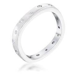 .23Ct Rhodium Plated Cz Speckled Square Shaped Stackable Band freeshipping - Higher Class Elegance