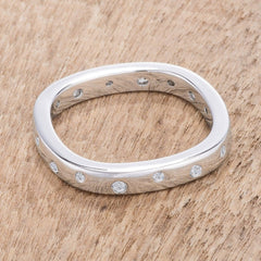.23Ct Rhodium Plated Cz Speckled Square Shaped Stackable Band freeshipping - Higher Class Elegance