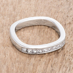 .9Ct Channel Set Princess Cut Rhodium Plated Square Shaped Stackable Band freeshipping - Higher Class Elegance