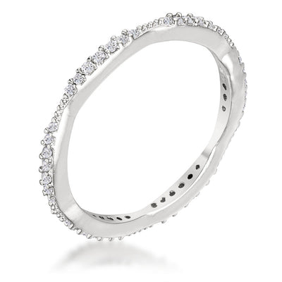 .42Ct Dainty 18k Rhodium Plated Micro Pave CZ Stackable Eternity Ring