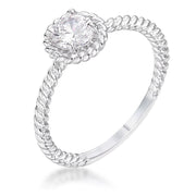 .45Ct Rhodium Plated Mini Twisted Rope CZ Solitaire Ring freeshipping - Higher Class Elegance