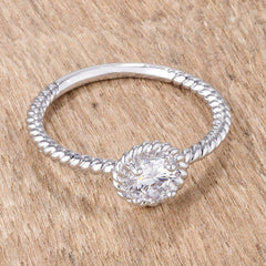 .45Ct Rhodium Plated Mini Twisted Rope CZ Solitaire Ring freeshipping - Higher Class Elegance