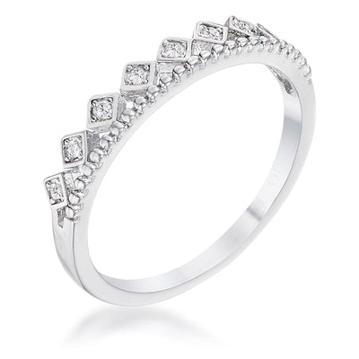 .14Ct Rhodium Plated CZ Mini Crown Stackable Band freeshipping - Higher Class Elegance