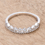 .14Ct Rhodium Plated CZ Mini Crown Stackable Band freeshipping - Higher Class Elegance