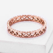 Stainless Steel Rose Goldtone Eternity Hearts Ring freeshipping - Higher Class Elegance