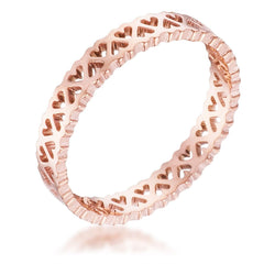 Stainless Steel Rose Goldtone Eternity Hearts Ring freeshipping - Higher Class Elegance
