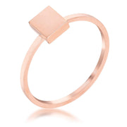 Stainless Steel Rose Goldtone Plated Square Stackable Ring freeshipping - Higher Class Elegance