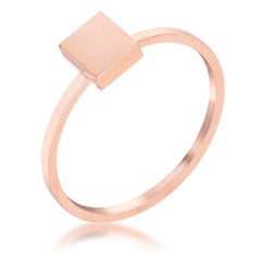 Stainless Steel Rose Goldtone Plated Square Stackable Ring freeshipping - Higher Class Elegance