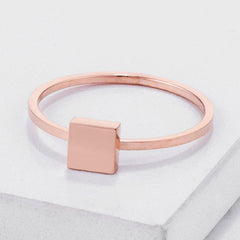 Stainless Steel Rose Goldtone Plated Square Stackable Ring freeshipping - Higher Class Elegance