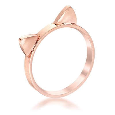 Stainless Steel Rose Goldtone Cat Ear Ring freeshipping - Higher Class Elegance