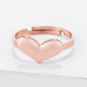 Stainless Steel Rose Goldtone Adjustable Heart Ring freeshipping - Higher Class Elegance
