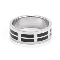 Mens 8MM Stainless Steel and Black Enamel Band freeshipping - Higher Class Elegance