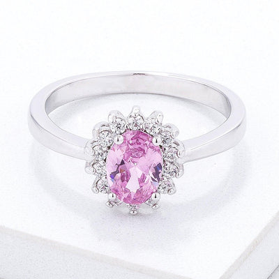 Pink Ice CZ Petite Oval Ring freeshipping - Higher Class Elegance