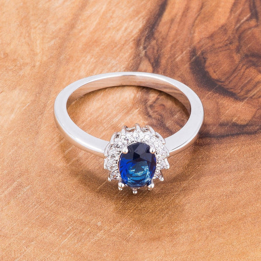 Sapphire Blue CZ Petite Oval Ring freeshipping - Higher Class Elegance