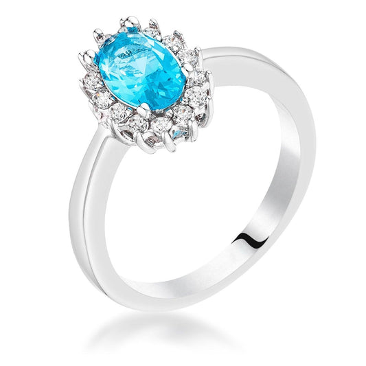 Aqua Blue CZ Petite Oval Ring freeshipping - Higher Class Elegance