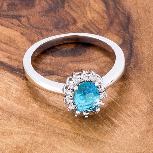 Aqua Blue CZ Petite Oval Ring freeshipping - Higher Class Elegance