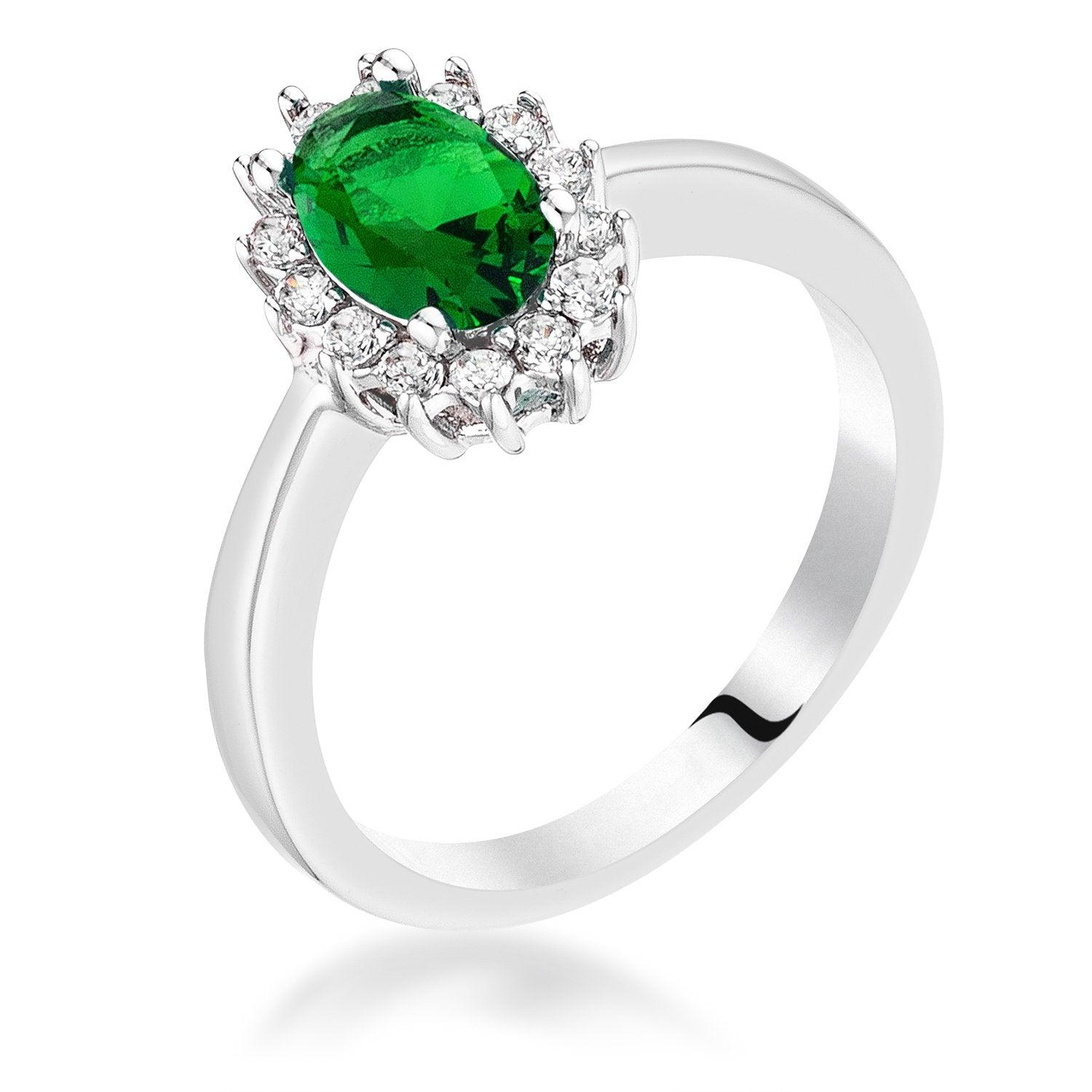Emerald Green CZ Petite Oval Ring freeshipping - Higher Class Elegance